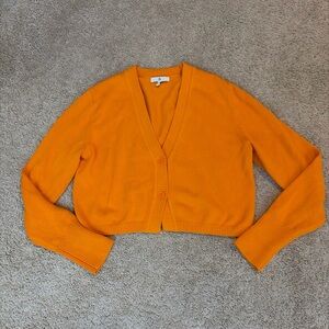 Womens Banana Republic Orange Silk Cotton Button Cardigan Sweater Size Large